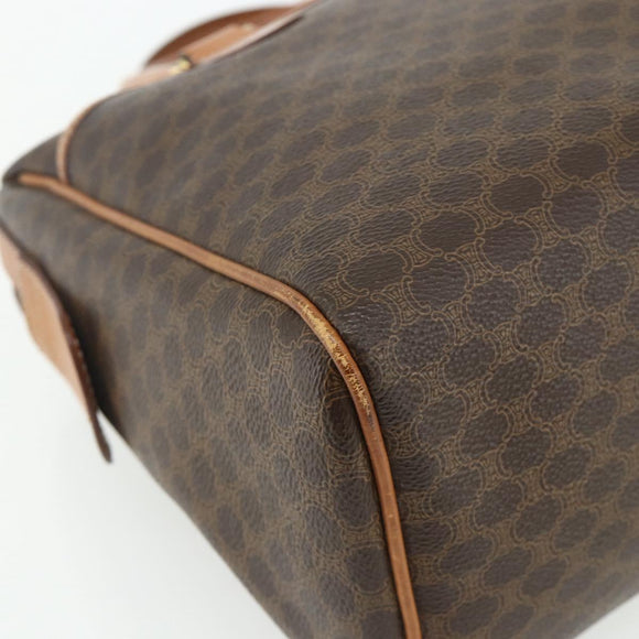 CELINE Macadam Canvas Hand Bag PVC Leather Brown Gold Auth 176027