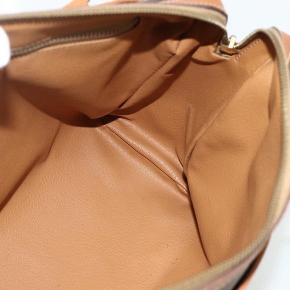 CELINE Macadam Canvas Hand Bag PVC Leather Brown Gold Auth 176027
