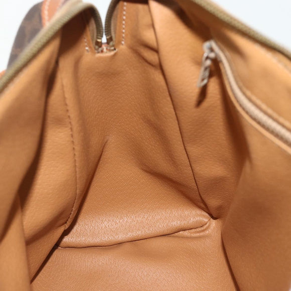 CELINE Macadam Canvas Hand Bag PVC Leather Brown Gold Auth 176027