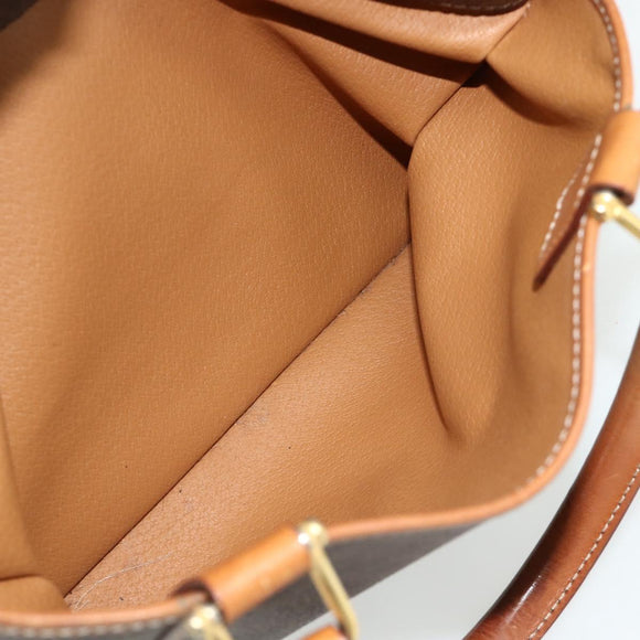 CELINE Macadam Canvas Hand Bag PVC Leather Brown Gold Auth 176027