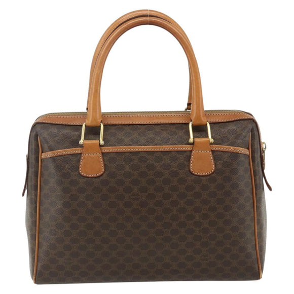 CELINE Macadam Canvas Hand Bag PVC Leather Brown Gold Auth 176027