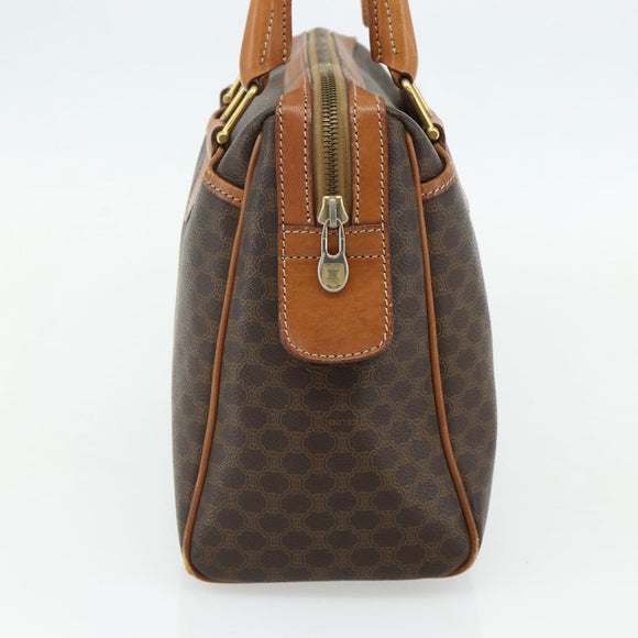 CELINE Macadam Canvas Hand Bag PVC Leather Brown Gold Auth 176027