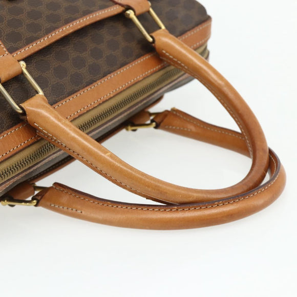 CELINE Macadam Canvas Hand Bag PVC Leather Brown Gold Auth 176027