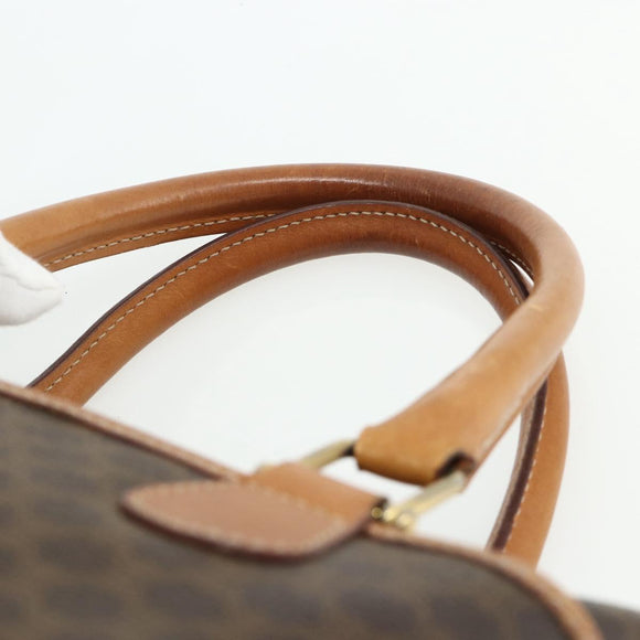 CELINE Macadam Canvas Hand Bag PVC Leather Brown Gold Auth 176027
