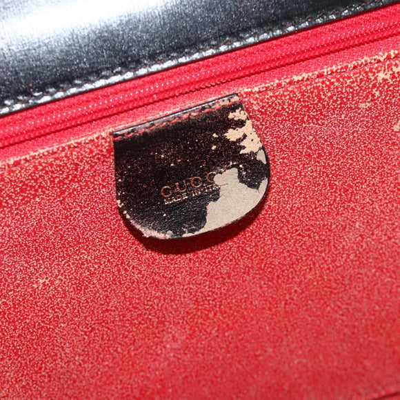 GUCCI Tote Bag Leather Black Gold Auth 176030