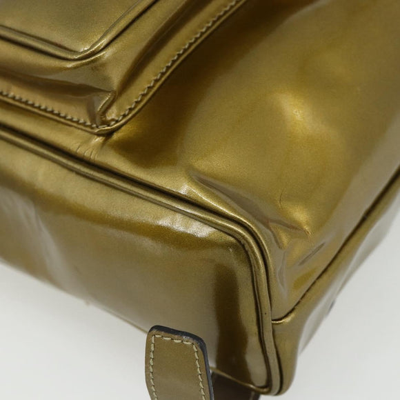 GUCCI Bamboo Backpack Patent leather Gold Tone 003 1705 0030 Auth 176031A