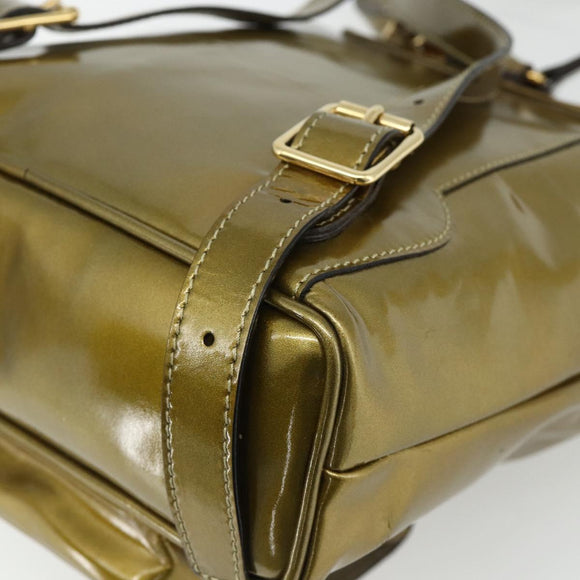 GUCCI Bamboo Backpack Patent leather Gold Tone 003 1705 0030 Auth 176031A