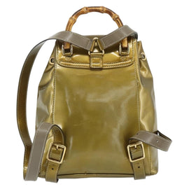GUCCI Bamboo Backpack Patent leather Gold Tone 003 1705 0030 Auth 176031A - 0