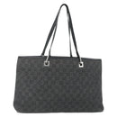 GUCCI GG Canvas Tote Bag Black Silver 36173 1705 Auth 176032-1