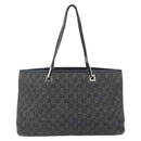 GUCCI GG Canvas Tote Bag Black Silver 36173 1705 Auth 176032-13