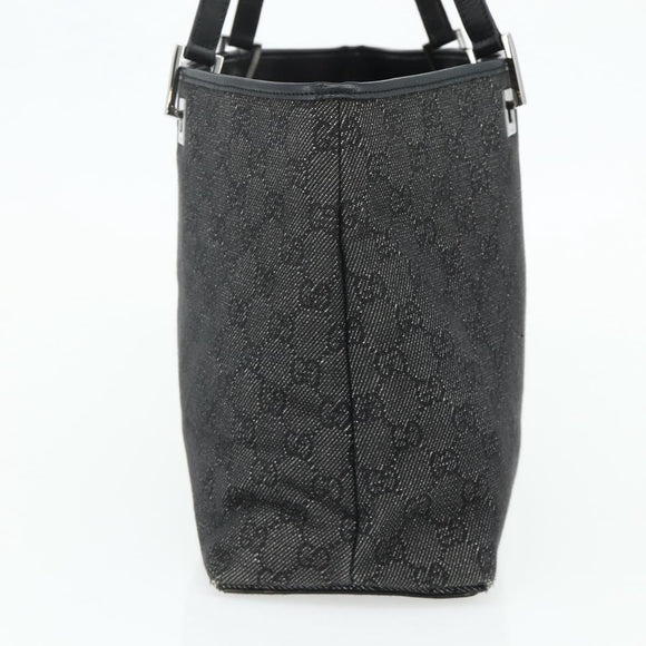 GUCCI GG Canvas Tote Bag Black Silver 36173 1705 Auth 176032
