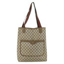 GUCCI GG Supreme Web Sherry Line Tote Bag PVC Beige Gold 39 02 003 Auth 176034-2