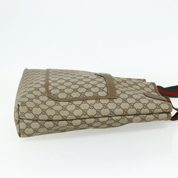 GUCCI GG Supreme Web Sherry Line Tote Bag PVC Beige Gold 39 02 003 Auth 176034