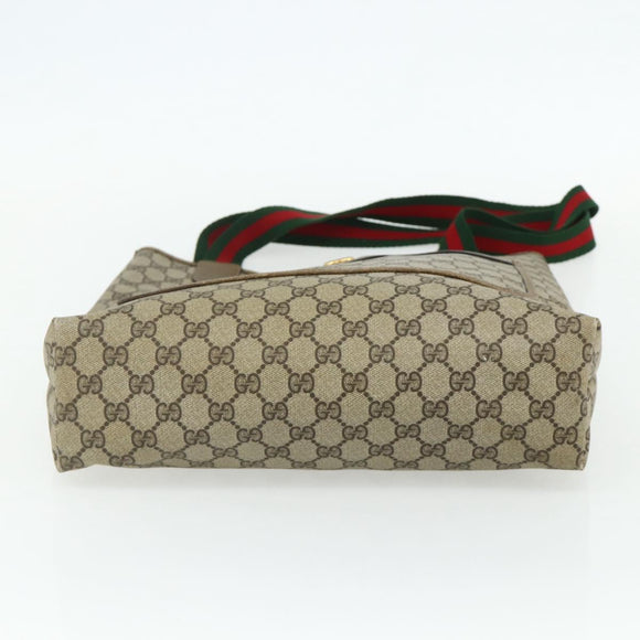GUCCI GG Supreme Web Sherry Line Tote Bag PVC Beige Gold 39 02 003 Auth 176034