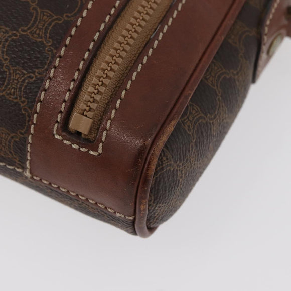 CELINE Macadam Canvas Shoulder Bag PVC Leather Brown Gold Auth 176036