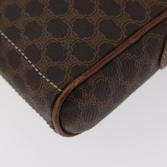CELINE Macadam Canvas Shoulder Bag PVC Leather Brown Gold Auth 176036