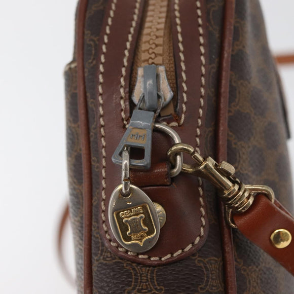 CELINE Macadam Canvas Shoulder Bag PVC Leather Brown Gold Auth 176036