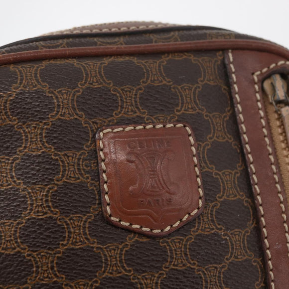 CELINE Macadam Canvas Shoulder Bag PVC Leather Brown Gold Auth 176036