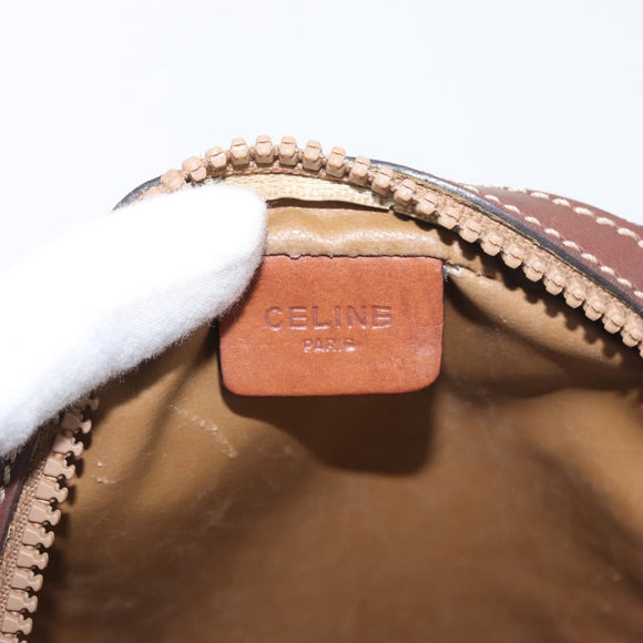 CELINE Macadam Canvas Shoulder Bag PVC Leather Brown Gold Auth 176036