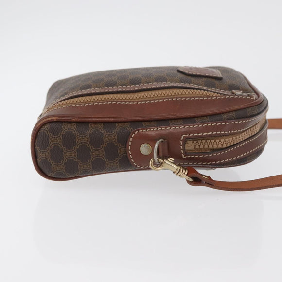 CELINE Macadam Canvas Shoulder Bag PVC Leather Brown Gold Auth 176036