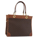 CELINE Macadam Canvas Hand Bag PVC Leather Brown Gold Auth 176037-1