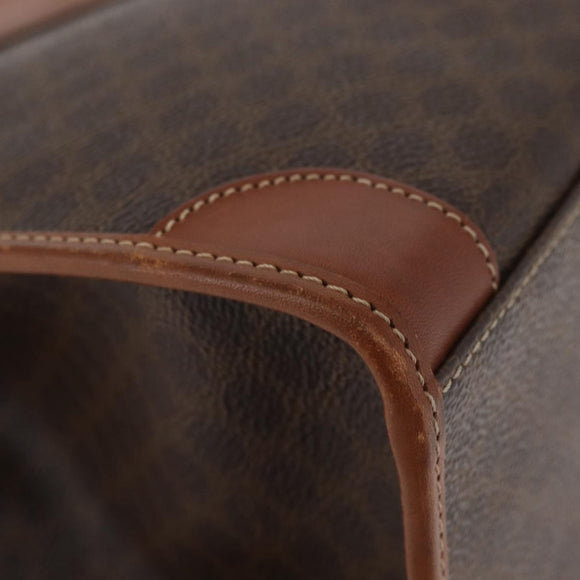CELINE Macadam Canvas Hand Bag PVC Leather Brown Gold Auth 176037