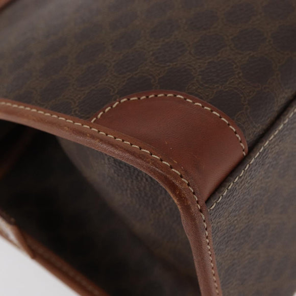 CELINE Macadam Canvas Hand Bag PVC Leather Brown Gold Auth 176037