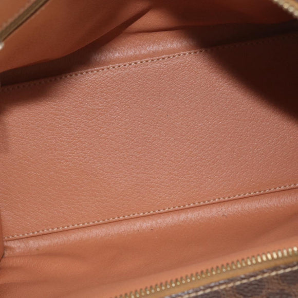 CELINE Macadam Canvas Hand Bag PVC Leather Brown Gold Auth 176037