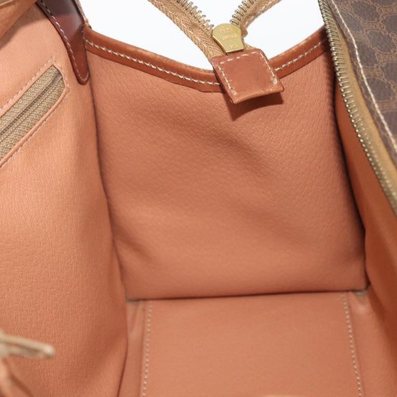 CELINE Macadam Canvas Hand Bag PVC Leather Brown Gold Auth 176037