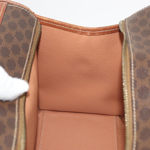 CELINE Macadam Canvas Hand Bag PVC Leather Brown Gold Auth 176037