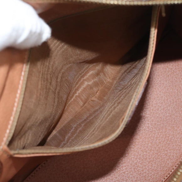 CELINE Macadam Canvas Hand Bag PVC Leather Brown Gold Auth 176037
