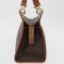 CELINE Macadam Canvas Hand Bag PVC Leather Brown Gold Auth 176037-4