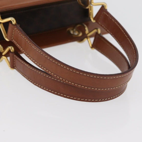 CELINE Macadam Canvas Hand Bag PVC Leather Brown Gold Auth 176037