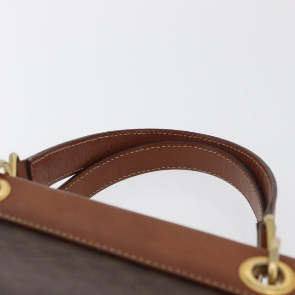 CELINE Macadam Canvas Hand Bag PVC Leather Brown Gold Auth 176037