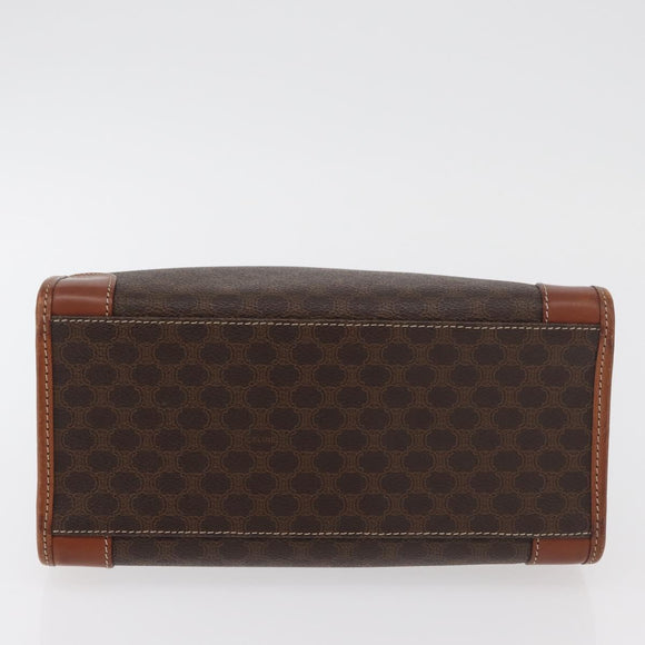 CELINE Macadam Canvas Hand Bag PVC Leather Brown Gold Auth 176037