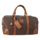 CELINE Macadam Canvas Boston Bag PVC Leather Brown Gold Auth 176038A-1