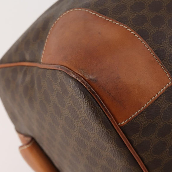 CELINE Macadam Canvas Boston Bag PVC Leather Brown Gold Auth 176038A