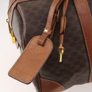 CELINE Macadam Canvas Boston Bag PVC Leather Brown Gold Auth 176038A-10