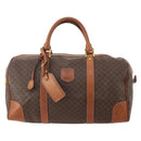 CELINE Macadam Canvas Boston Bag PVC Leather Brown Gold Auth 176038A-13