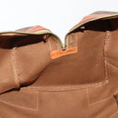 CELINE Macadam Canvas Boston Bag PVC Leather Brown Gold Auth 176038A-20