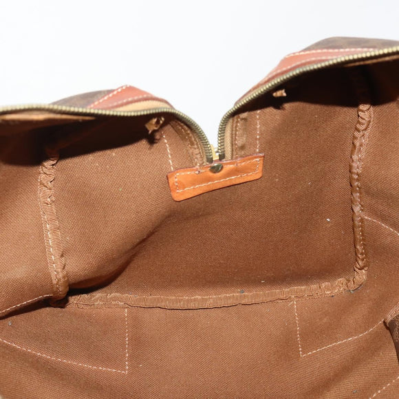 CELINE Macadam Canvas Boston Bag PVC Leather Brown Gold Auth 176038A