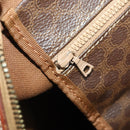 CELINE Macadam Canvas Boston Bag PVC Leather Brown Gold Auth 176038A-22