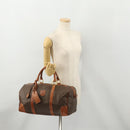 CELINE Macadam Canvas Boston Bag PVC Leather Brown Gold Auth 176038A-24