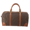 CELINE Macadam Canvas Boston Bag PVC Leather Brown Gold Auth 176038A-2