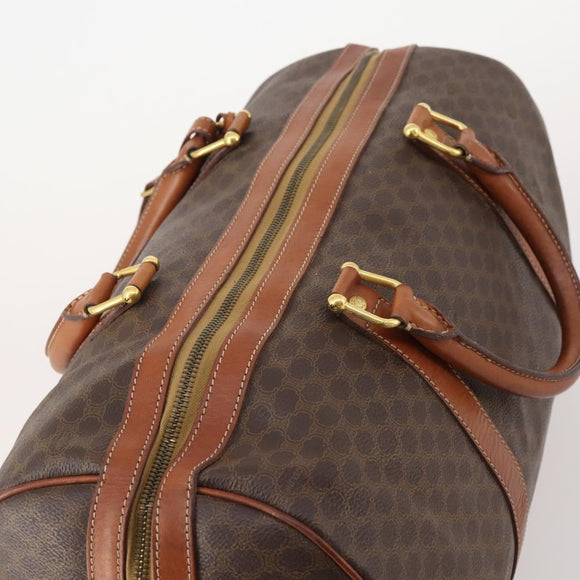 CELINE Macadam Canvas Boston Bag PVC Leather Brown Gold Auth 176038A