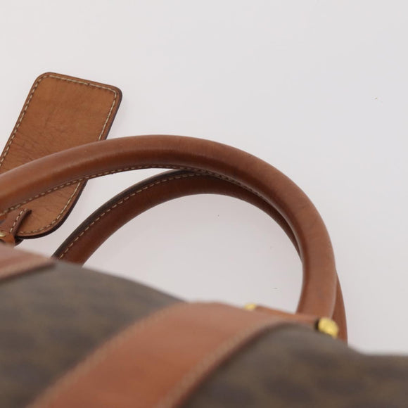 CELINE Macadam Canvas Boston Bag PVC Leather Brown Gold Auth 176038A