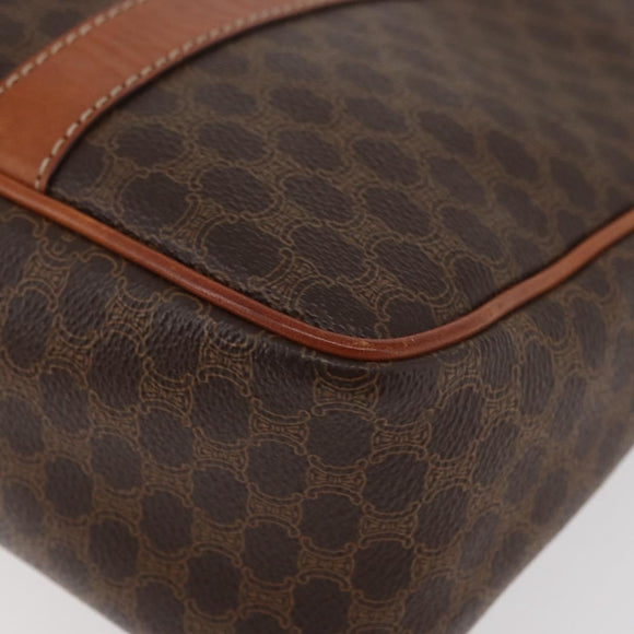 CELINE Macadam Canvas Hand Bag PVC Leather Brown Gold Auth 176039A