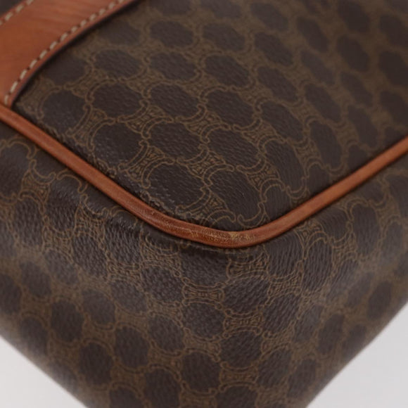 CELINE Macadam Canvas Hand Bag PVC Leather Brown Gold Auth 176039A