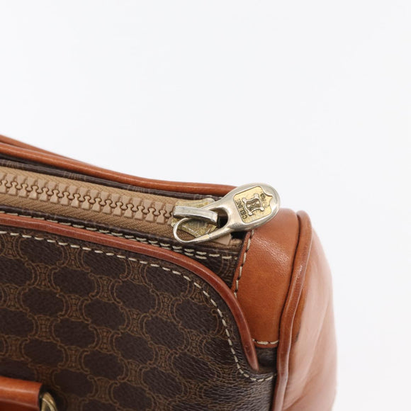 CELINE Macadam Canvas Hand Bag PVC Leather Brown Gold Auth 176039A