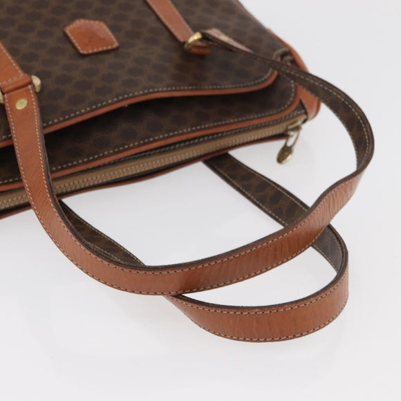 CELINE Macadam Canvas Hand Bag PVC Leather Brown Gold Auth 176039A